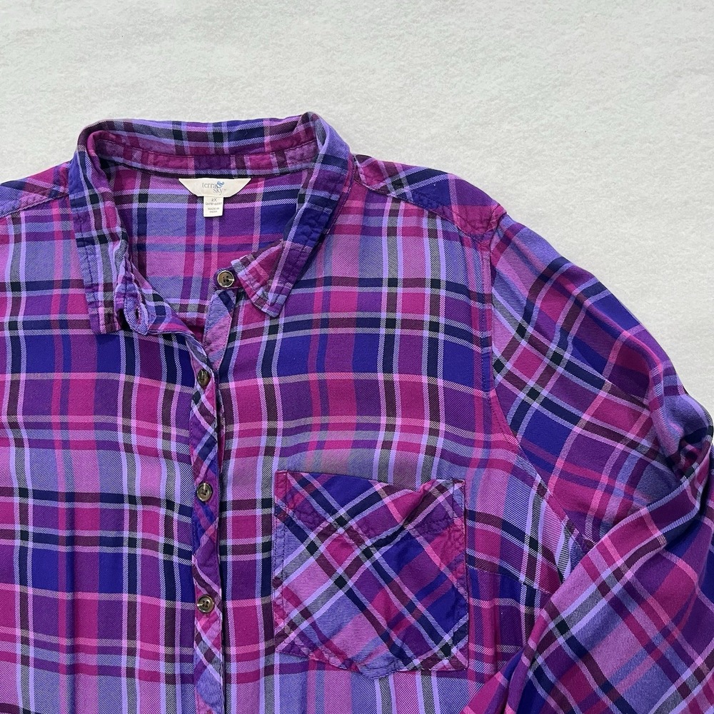 Terra & Sky Long SLeeve Button Up Plus Size 2X (20W-22W) Purple Pink - Picture 2 of 8